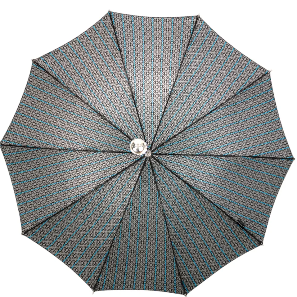 Discount Il Marchesato Stylish Grey & Blue Jacquard Umbrella - Silverplated handle