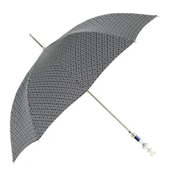 Discount Il Marchesato Stylish Grey & Blue Jacquard Umbrella - Silverplated handle