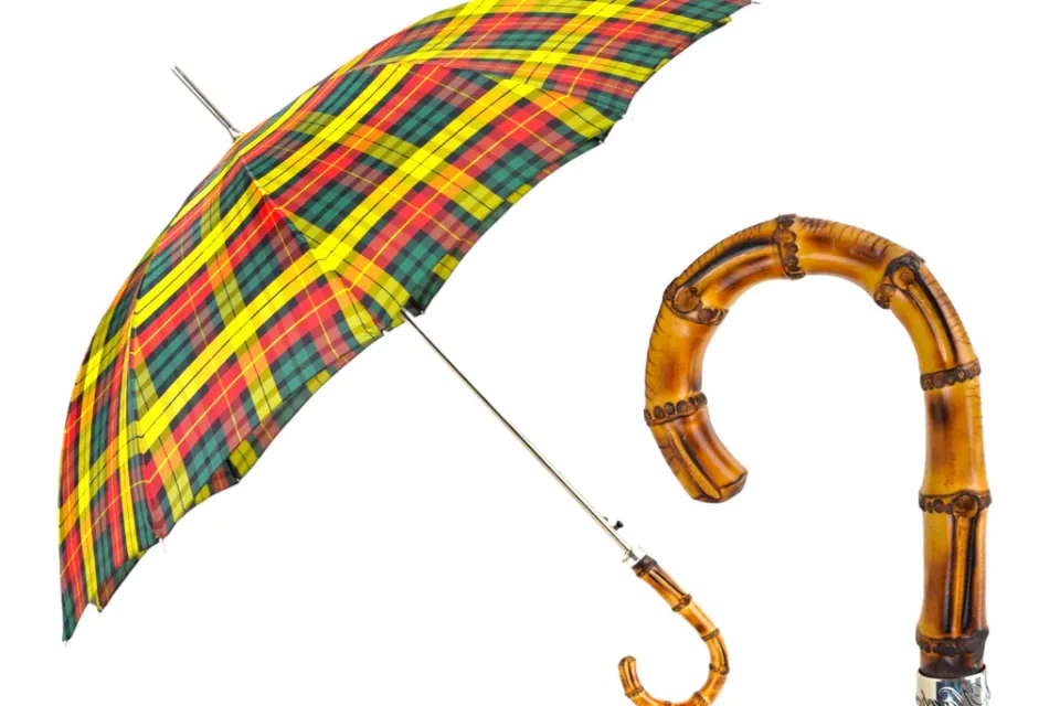 Hot Il Marchesato Stylish Tartan Bamboo Umbrella