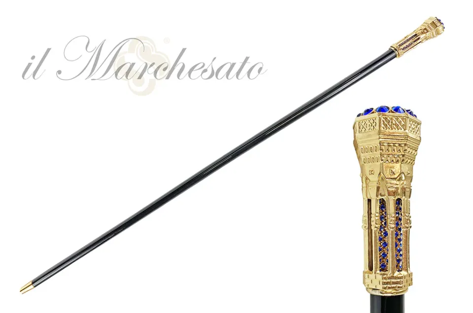 Fashion Il Marchesato Torre a piedi bastone con cristalli blu