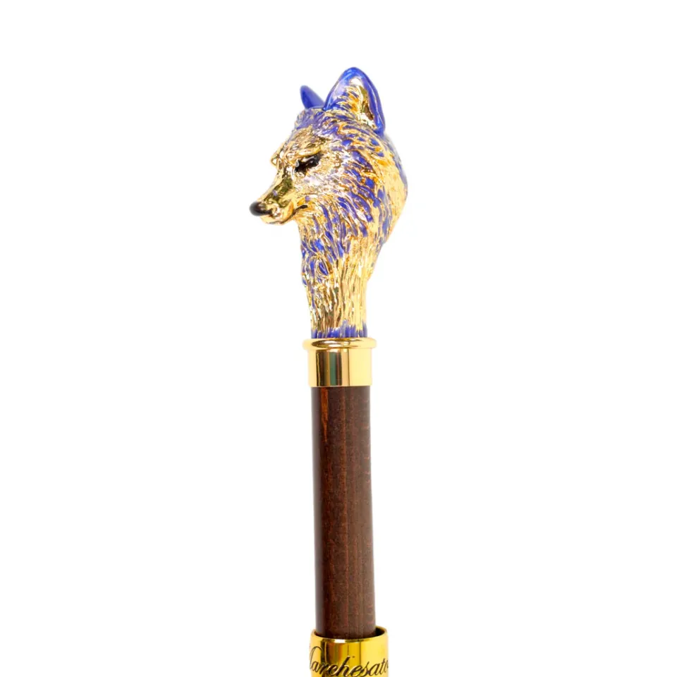 Online Il Marchesato Umbrella with Hand-Painted Golden Wolf