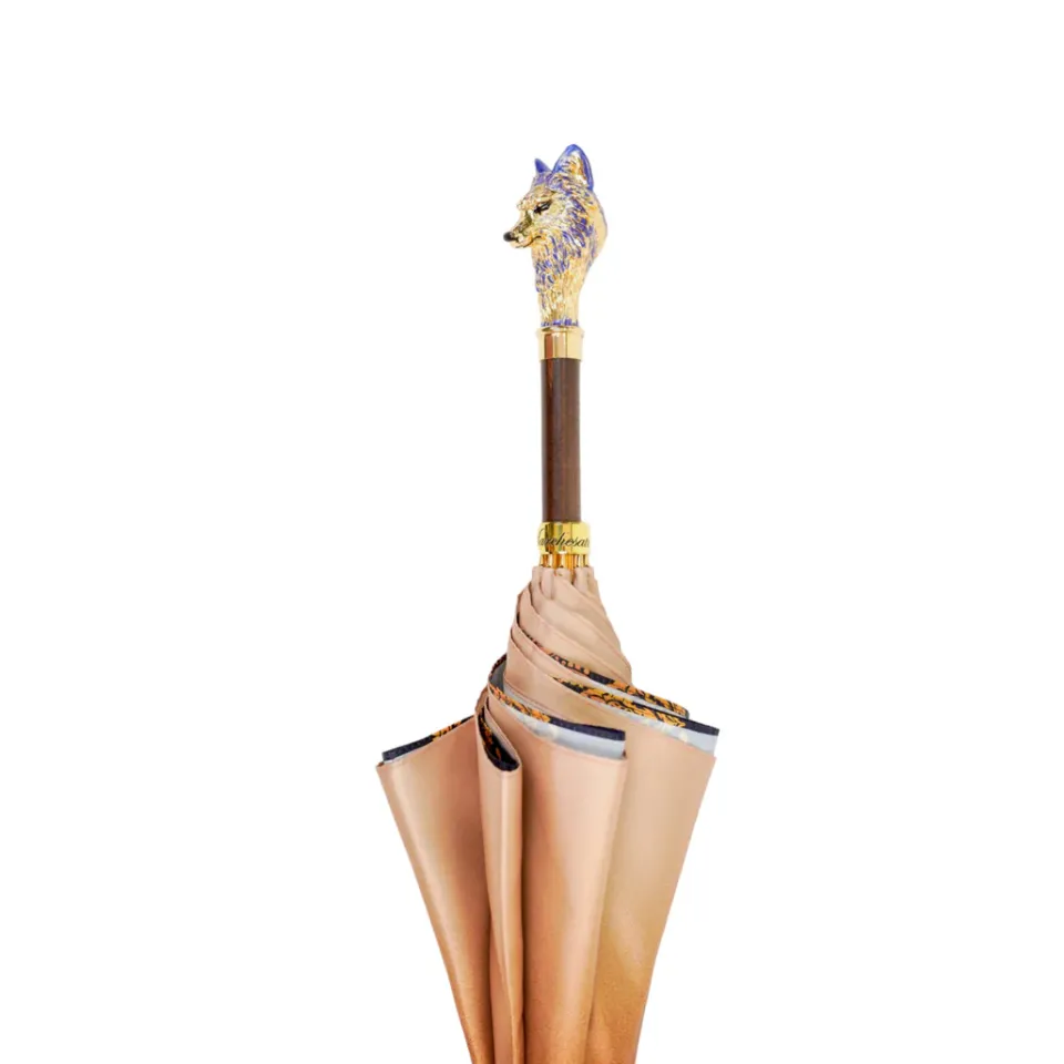 Online Il Marchesato Umbrella with Hand-Painted Golden Wolf