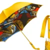 Sale Il Marchesato Umbrella with Painted Canvas Style Fabric - Leather handle