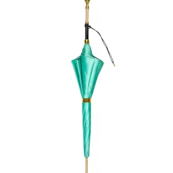 Hot Il Marchesato Wild Elegance: Teal Umbrella with Leopard Print and Green Crystal Hand