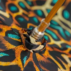 Hot Il Marchesato Wild Elegance: Teal Umbrella with Leopard Print and Green Crystal Hand